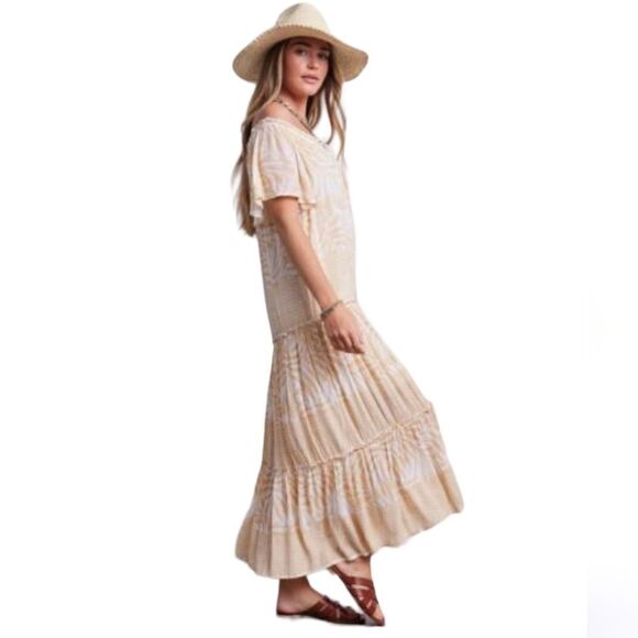PATRONS OF‎ PEACE tiered cream and white seaside flowy midi dress S - Picture 12 of 14